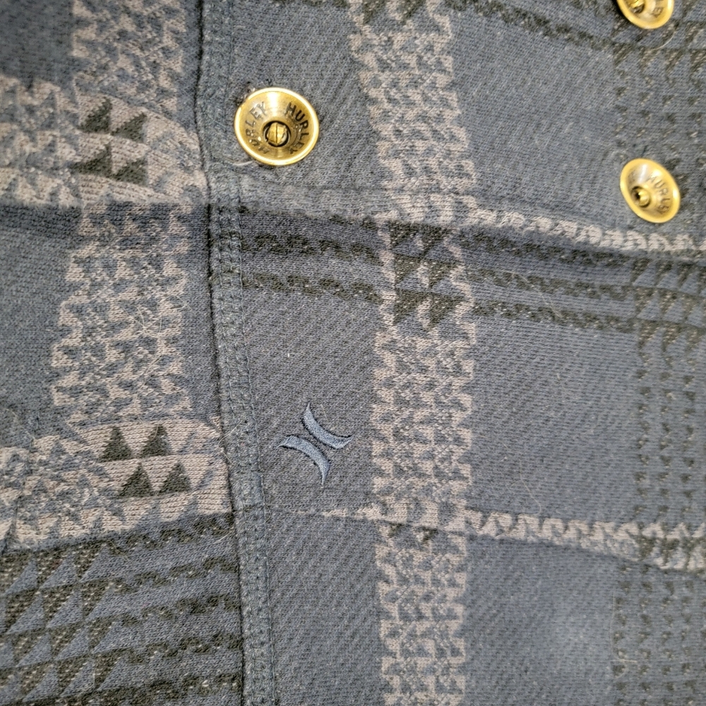 Hurley Blue Gray Plaid Double Breasted Detachable Hood Jacket Womens Size Small - Picture 6 of 11